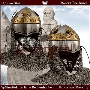 Beckenhaube "Robert the Bruce" mit Krone aus Messing
