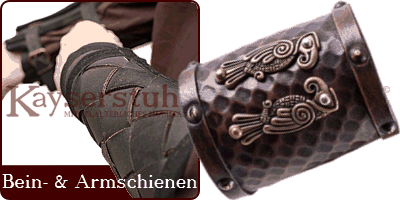 Elbenwald 1 Paar Lederarmschienen mit Bändern und Ziernieten LARP Rüstung Schwarz oder Braun 