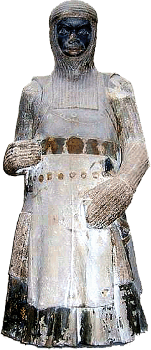 Figur des heiligen Mauritius im Magdeburger Dom, eine der ältesten Darstellungen eines Plattenrockes (um 1250)