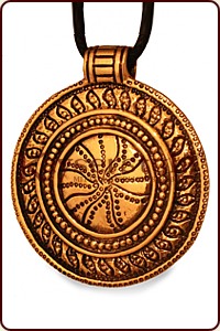 massives Kraftamulett keltik Radamulett Bronze Granat keltische Sonne Anhänger