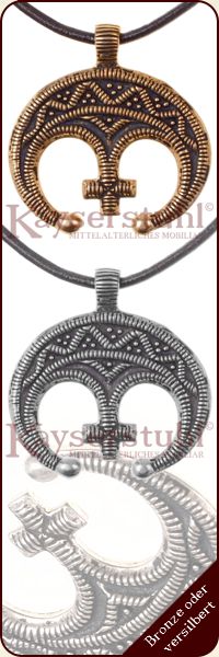 Lunula-Amulett "Kreuz" (Bronze o. versilbert) 