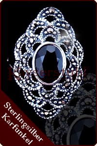 Mittelalterlicher Ring "Marquise Noir" (Silber) 