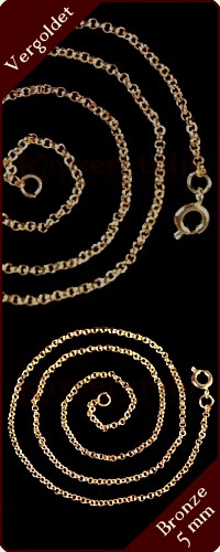 Wikinger-Halskette 5 mm (Bronze, vergoldet) 