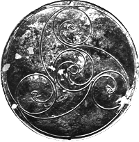 Keltische Bronzescheibe mit Dreierwirbel