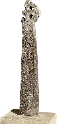 Wikingerzeitliche Steinmetzarbeit "Thorleifs Cross", Braddan (Isle of Man), Mitte bis Ende des 10. Jahrhunderts