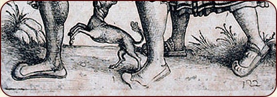 Bild: Eisenradierung Landsknecht mit Weib von Daniel Hopfer aus dem frühen 16. Jahrhundert.