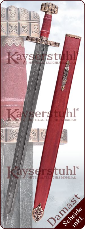 Wikingerschwert "Haithabu" aus Damaststahl mit Scheide