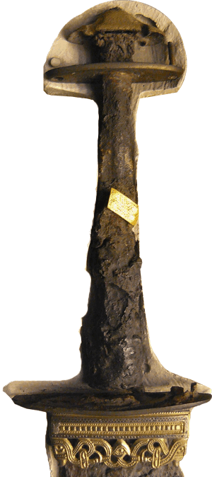 Griff einer Spatha (6. Jh.) aus einem angelsächsischen Grab aus Chessel Down (Insel Wight)