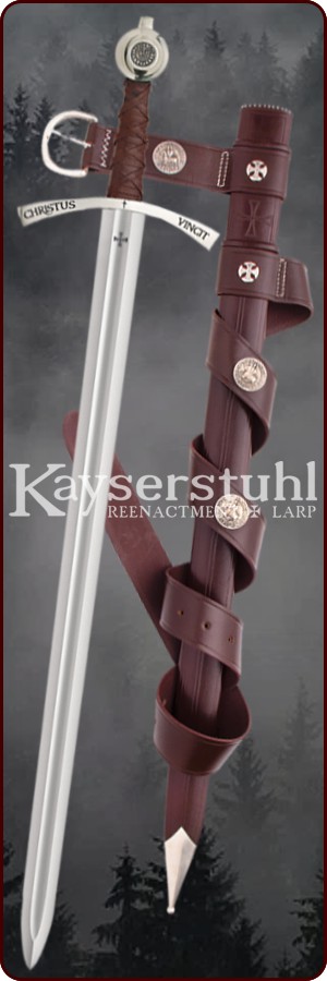 Templerschwert "Christus Vincit" mit Scheide