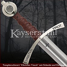 Templerschwert "Christus Vincit" mit Scheide