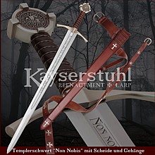Templerschwert "Non Nobis" mit Scheide 