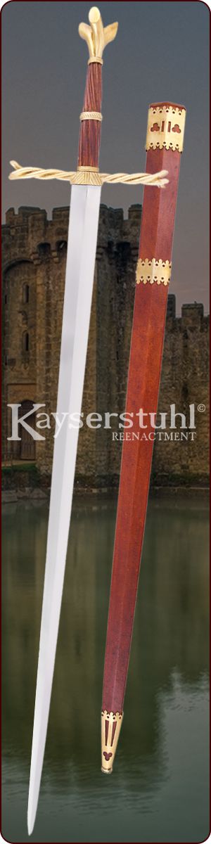 Englisches Langschwert "Writhen Hilt" mit Scheide (15. Jh.)