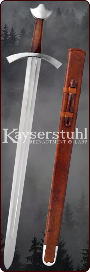Schwert "Kreuzritter" mit Pyramidenknauf und Scheide