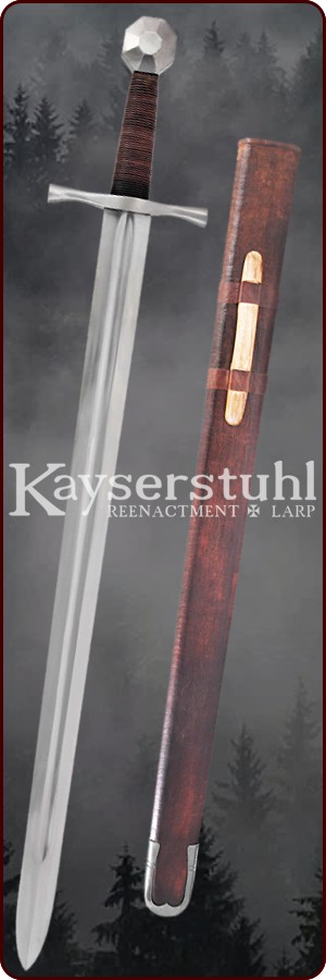 Schwert "Kreuzritter" mit Oktagonalknauf und Scheide
