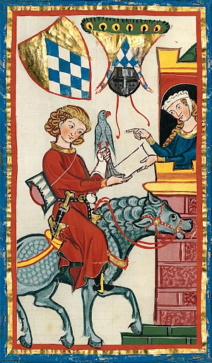 Bildliche Darstellung von Leuthold von Seven im Codex Manesse (164v)