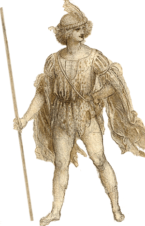 Leonardo D´Avincis "A masquerader as a lansquenet" ca. 1517 - 1518