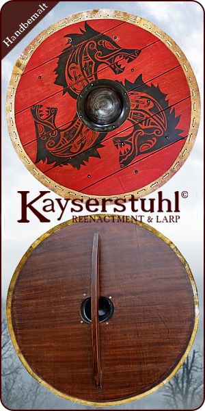 Gro&szlig;er handbemalter Wikingerschild "Fafnirs Fluch"