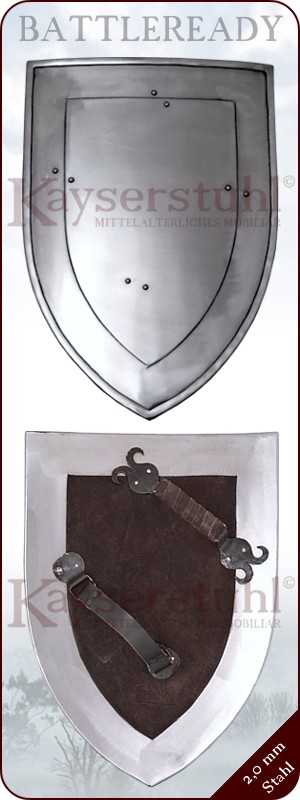Vollkontaktschild aus Stahl in Wappenform 