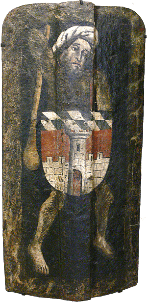 Setztartsche mit dem Wappen der Stadt Deggendorf; süddeutsch, um 1450 (Bayerisches Nationalmuseum, München)