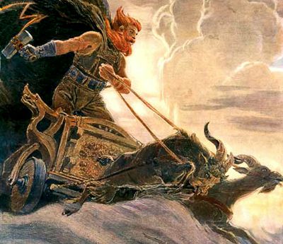Tanngnjostr und Tanngrisnir auch als Thors Böcke benannt, sind in der Nordischen Mythologie Thors Ziegenböcke, die dessen Wagen ziehen